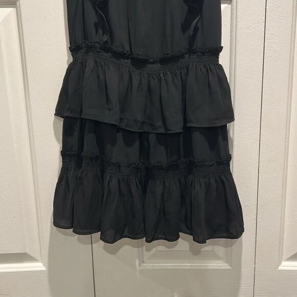 NWT Banana Republic Petite Black Ruffled Sleeveless Dress, XXS Petite - Picture 3 of 7